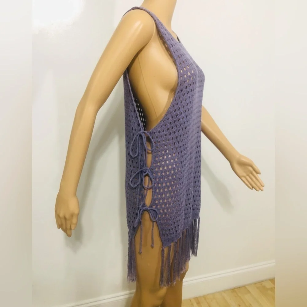 Woven Purple Swimsuit Bathing suit Mesh Cover Up One Size